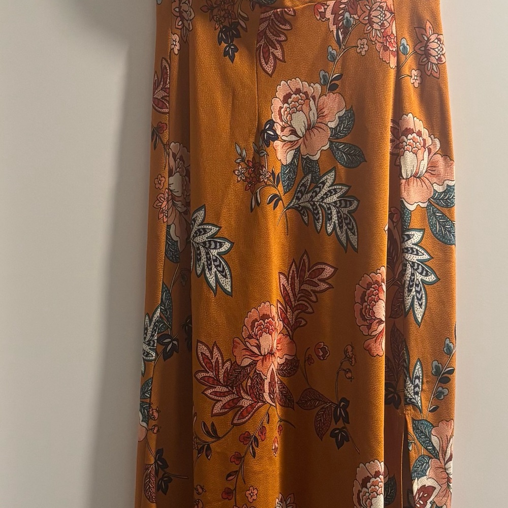 Petal & Pup Midi A-Line Dress in Orange and Pink